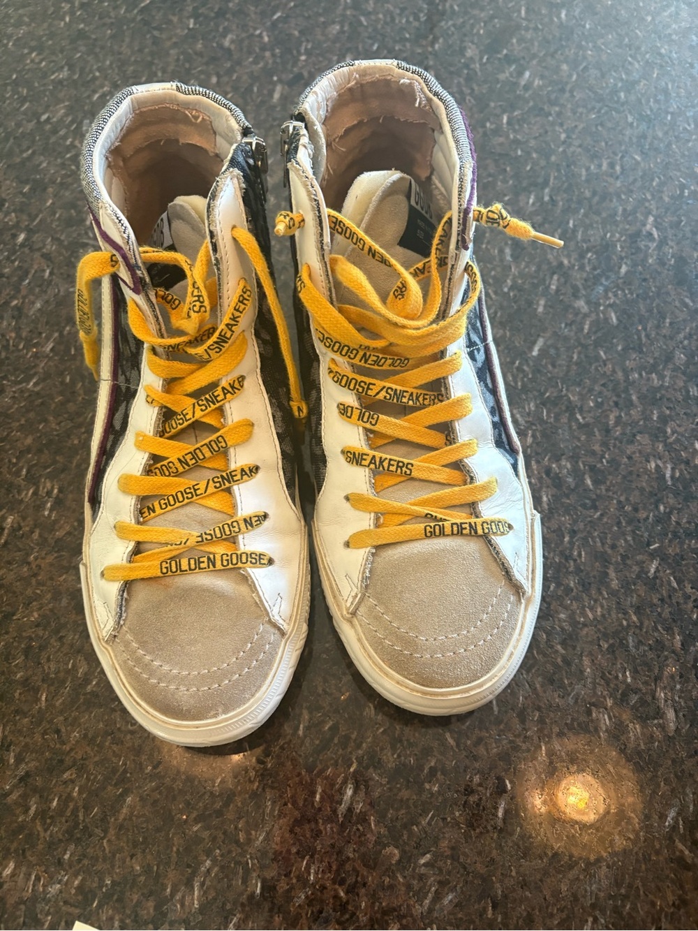 Golden Goose High-Top Sneakers in Beige, Yellow, Black - Picture 3 of 5